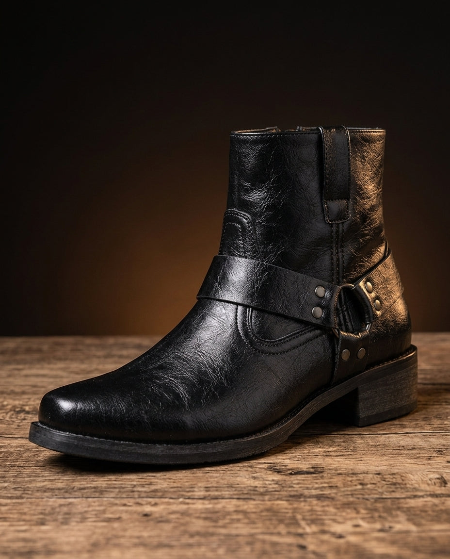Reid - Men's Harness Leather Ankle Boots