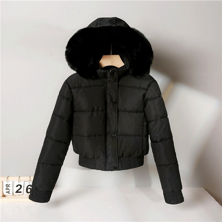 Reina - Women's Cropped Quilted Faux Fur Hooded Puffer Jacket 2