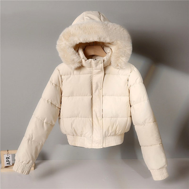 Reina - Women's Cropped Quilted Faux Fur Hooded Puffer Jacket 3