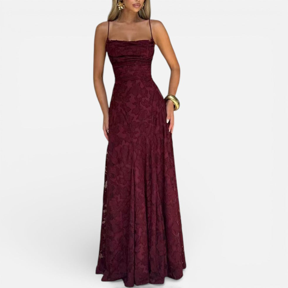 Rosemary - Women's Lace Maxi Dress with Spaghetti Straps