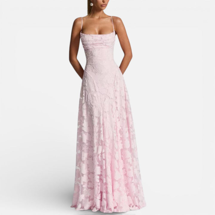 Rosemary - Women's Lace Maxi Dress with Spaghetti Straps