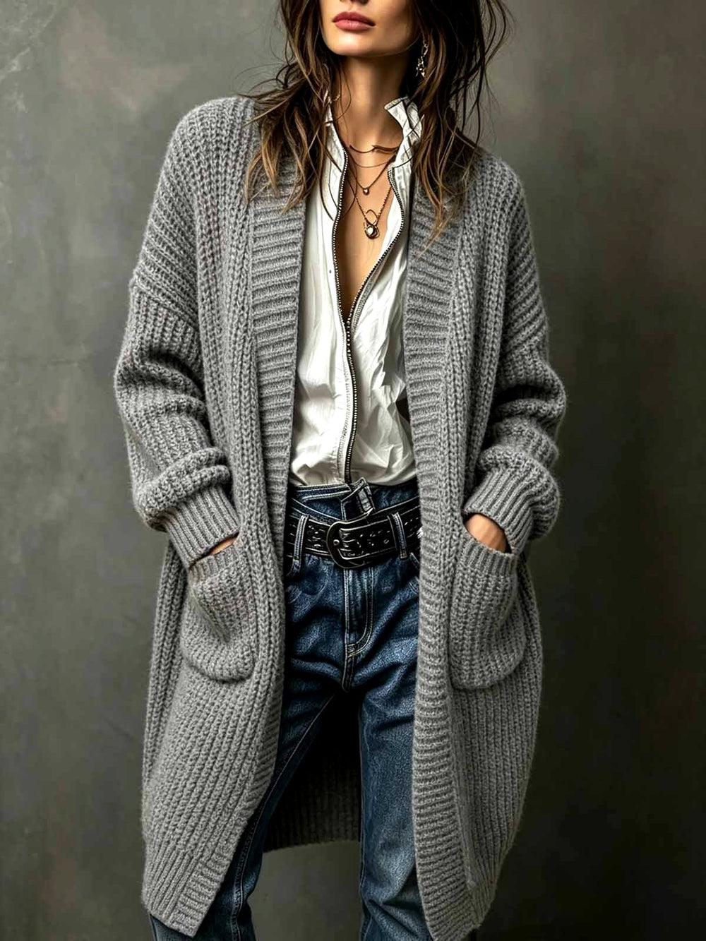 Ryza - Women's Chunky Knit Longline Cardigan 3