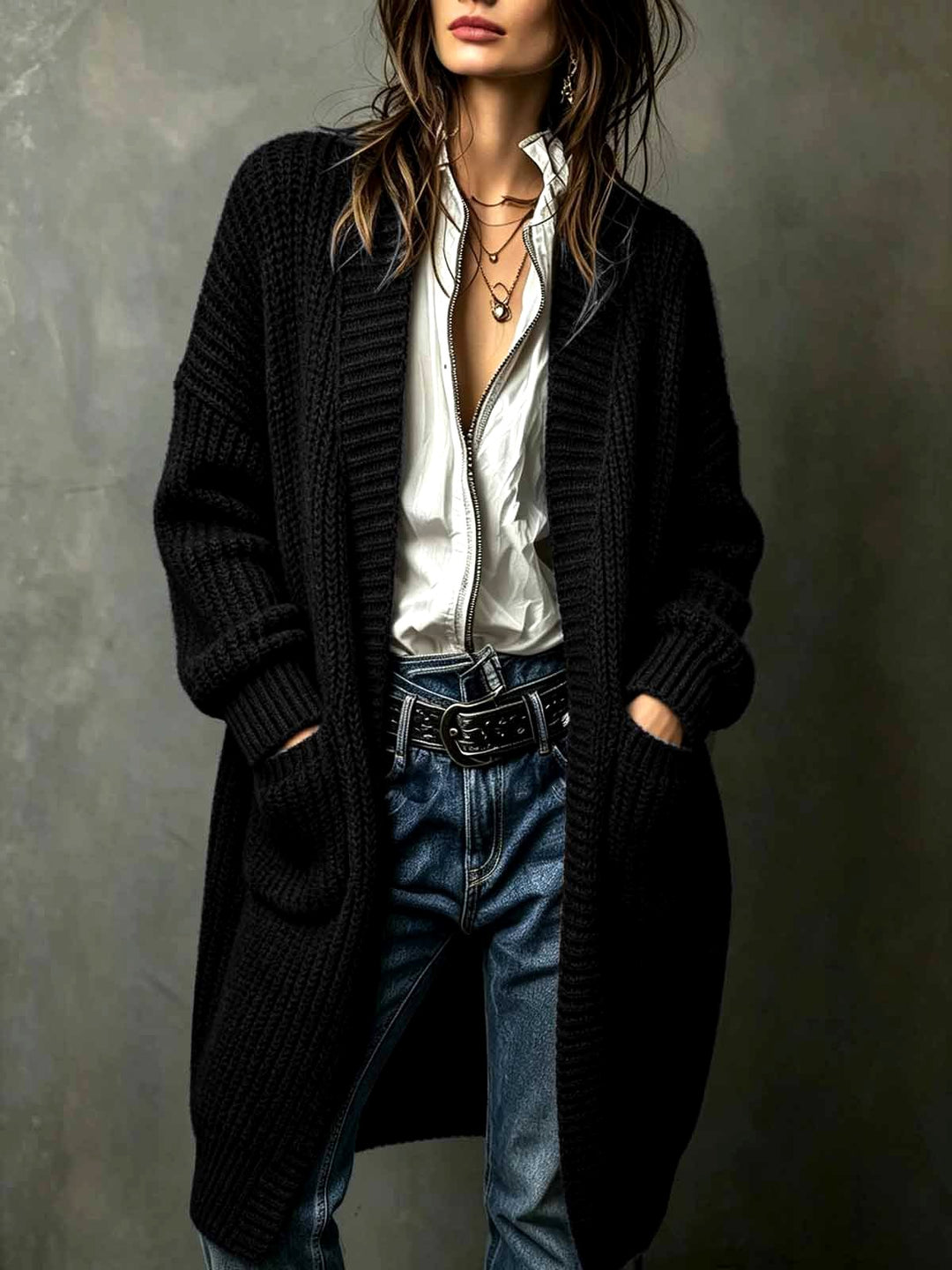 Ryza - Women's Chunky Knit Longline Cardigan 5