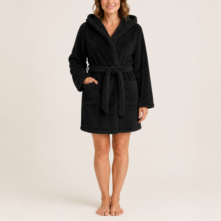 Sienna - Women's Hooded Fleece Robe with Self-Tie Belt