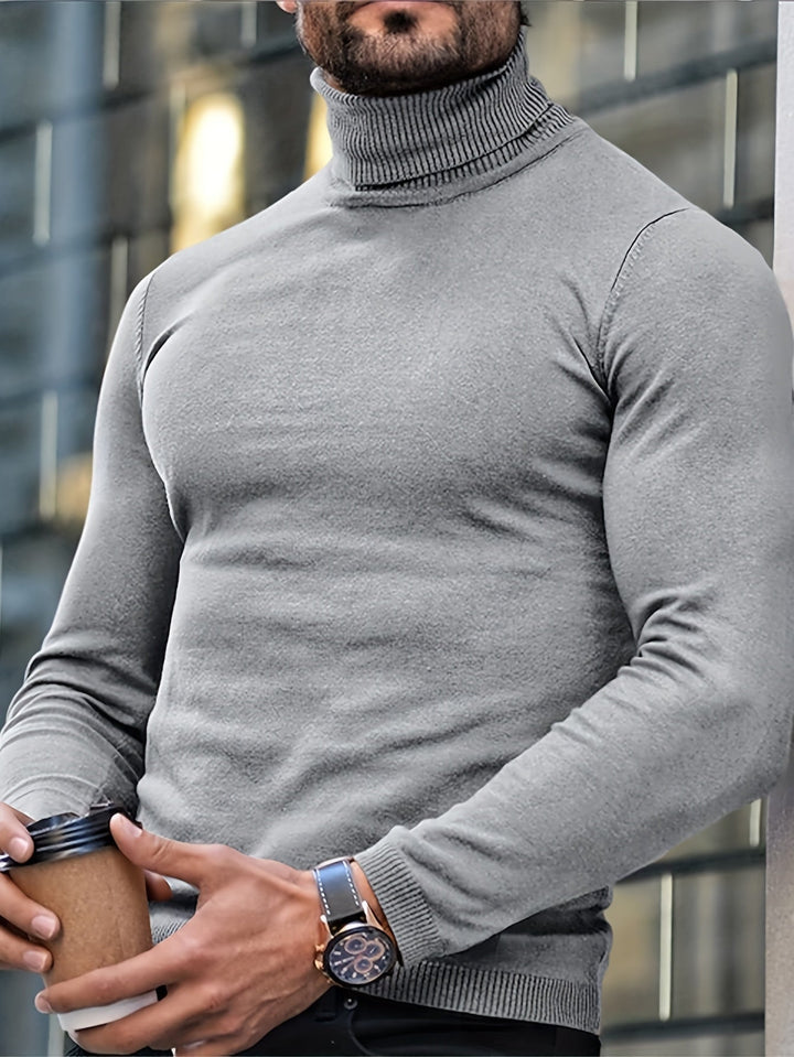 Silas - Men's High-Neck Ribbed Knit Sweater