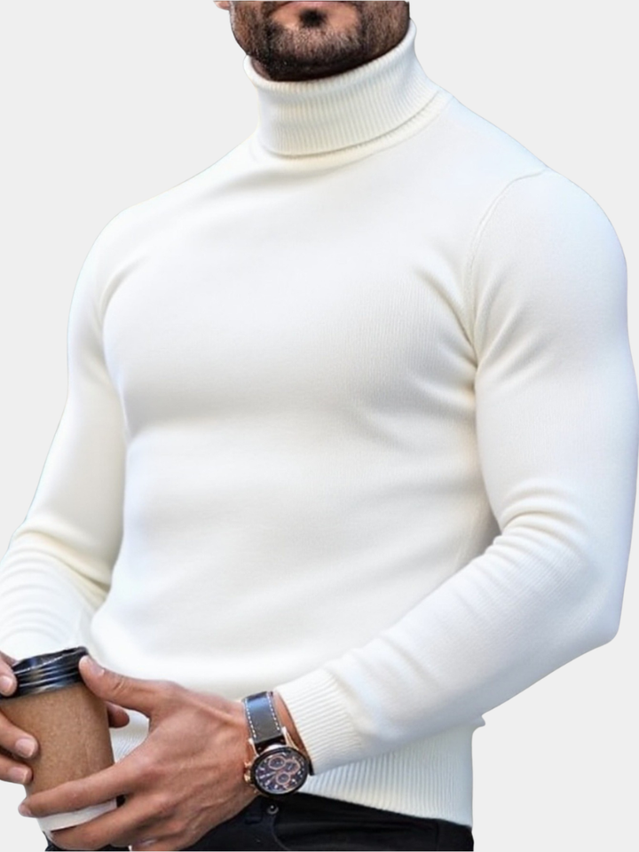 Silas - Men's High-Neck Ribbed Knit Sweater
