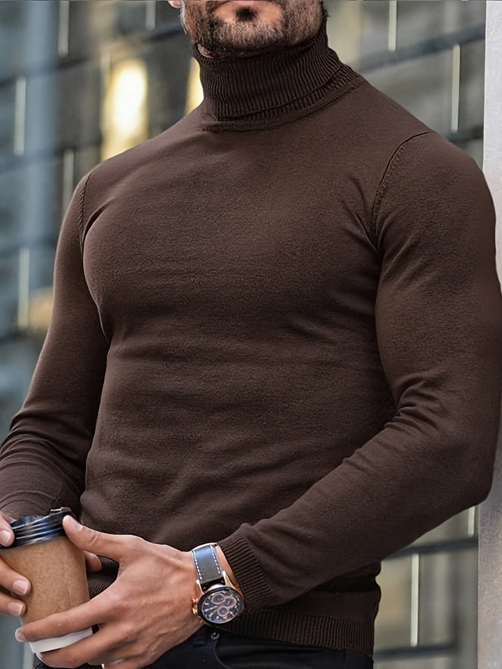 Silas - Men's High-Neck Ribbed Knit Sweater