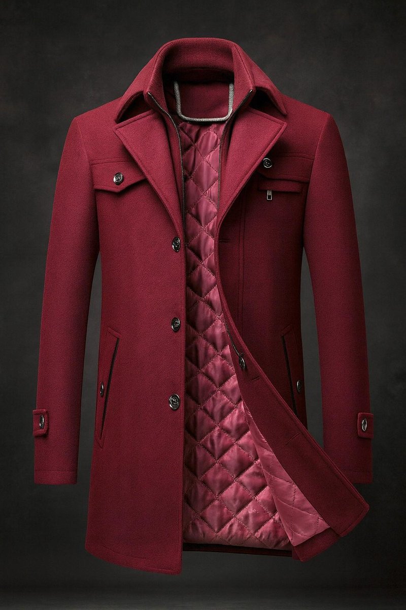 Sonny - Men's Double-Collar Wool Coat with Quilted Lining