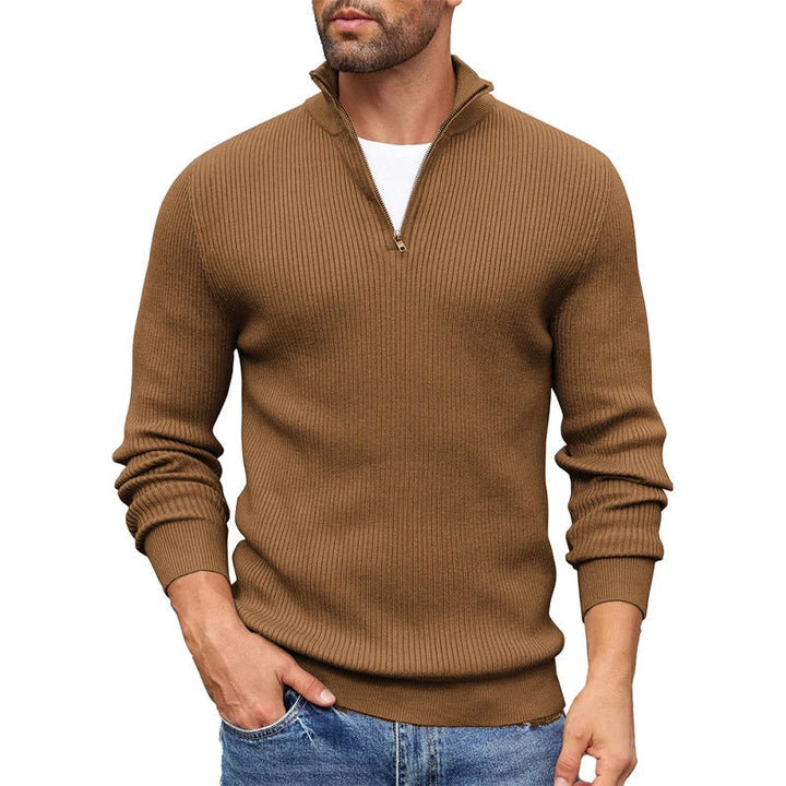 Tavian - Men's Ribbed Half-Zip Mock-Neck Sweater
