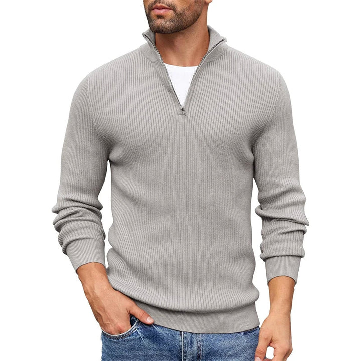 Tavian - Men's Ribbed Half-Zip Mock-Neck Sweater