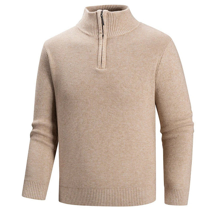 Tavian - Men's Ribbed Half-Zip Mock-Neck Sweater