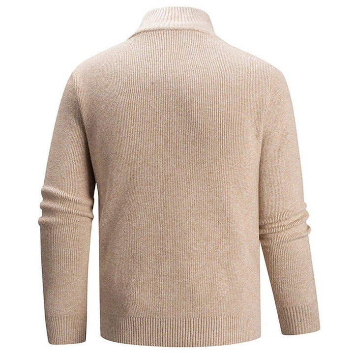 Tavian - Men's Ribbed Half-Zip Mock-Neck Sweater
