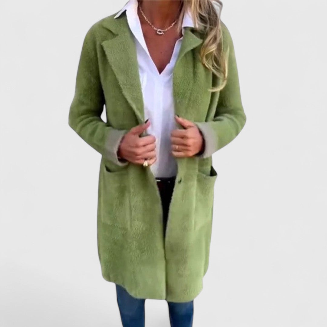 Thea - Women's Longline Button-Front Cardigan
