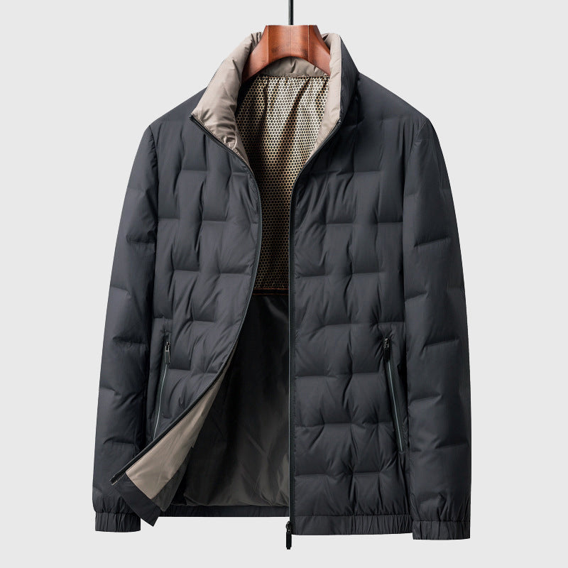 Tobias - Men's Quilted Down Puffer Jacket with Stand Collar