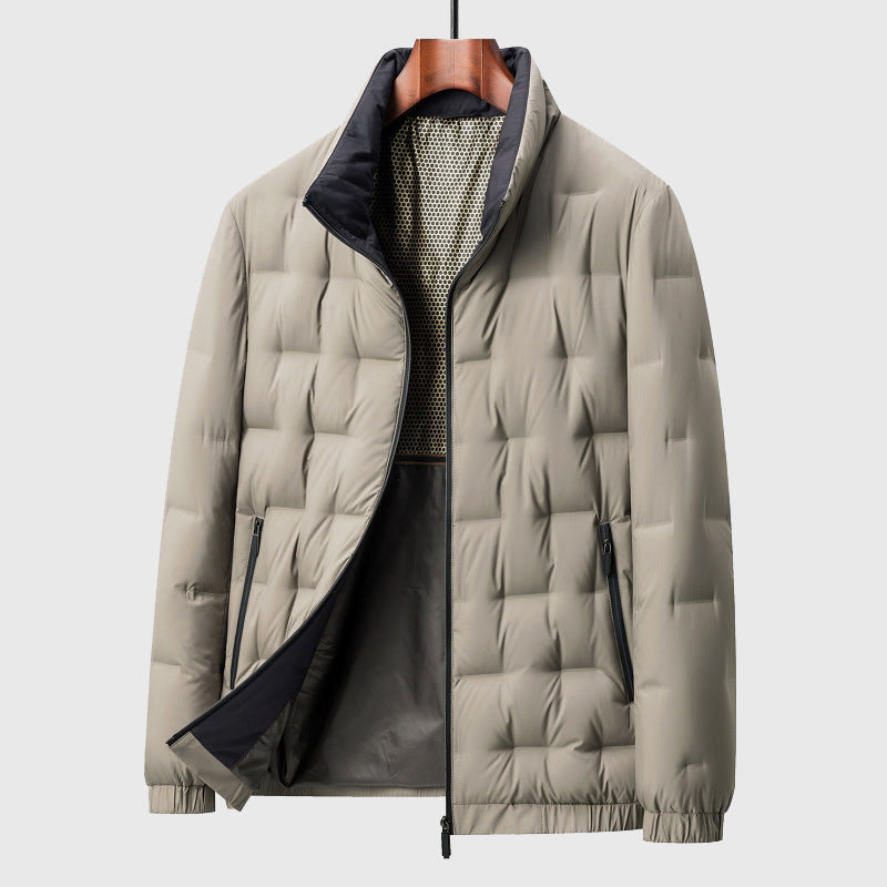 Tobias - Men's Quilted Down Puffer Jacket with Stand Collar