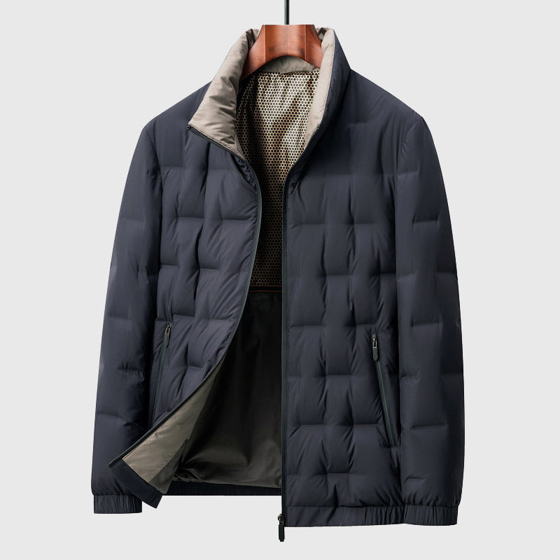 Tobias - Men's Quilted Down Puffer Jacket with Stand Collar