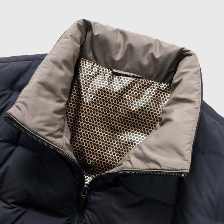 Tobias - Men's Quilted Down Puffer Jacket with Stand Collar