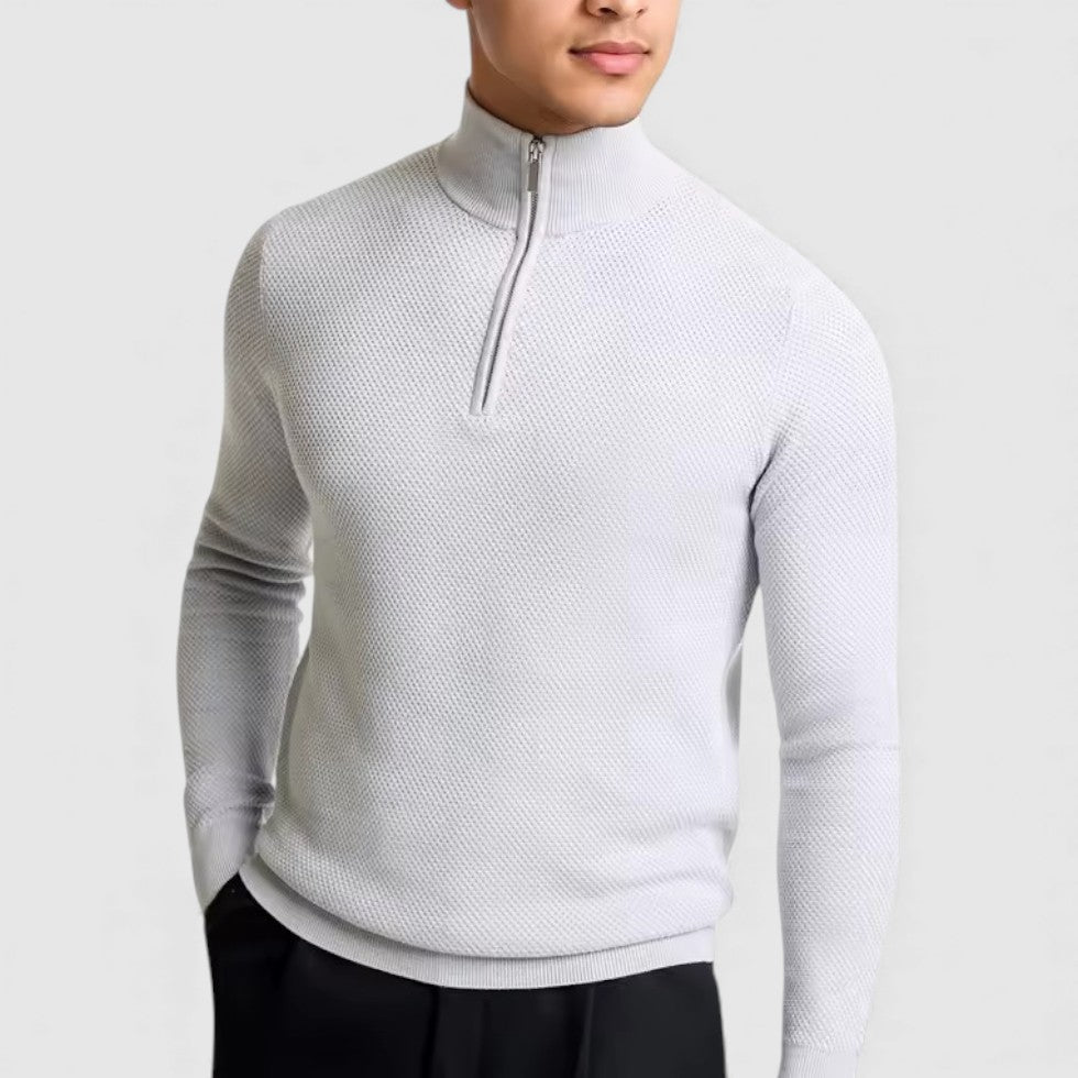 Tristan - Men's Textured Half-Zip Cashmere Sweater