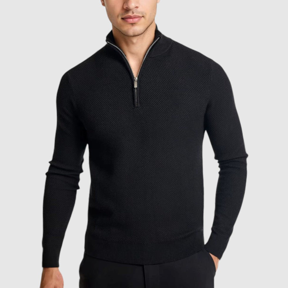 Tristan - Men's Textured Half-Zip Cashmere Sweater