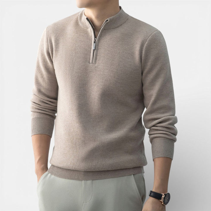 Tristan - Men's Textured Half-Zip Cashmere Sweater