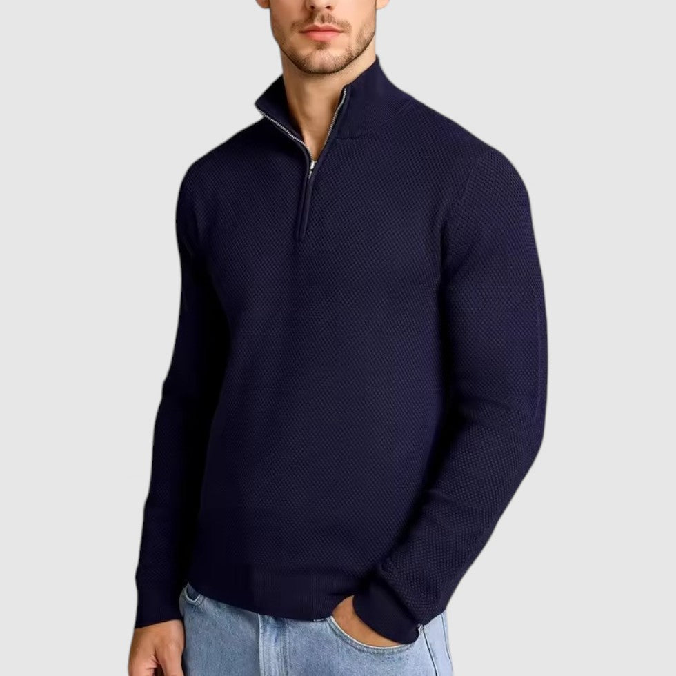 Tristan - Men's Textured Half-Zip Cashmere Sweater
