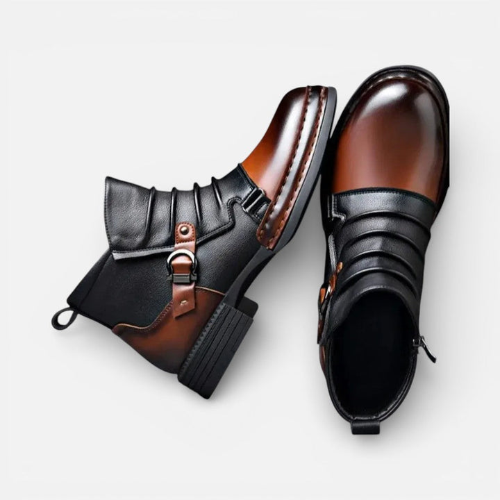 Victor - Men's Buckle-Strap Chelsea Boots with Side Zip