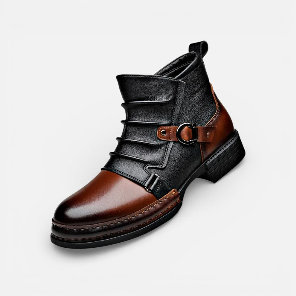 Victor - Men's Buckle-Strap Chelsea Boots with Side Zip