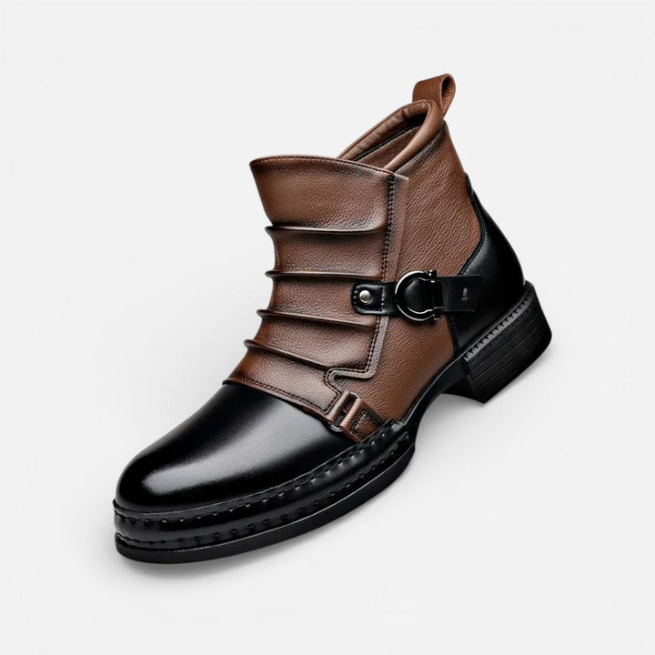 Victor - Men's Buckle-Strap Chelsea Boots with Side Zip