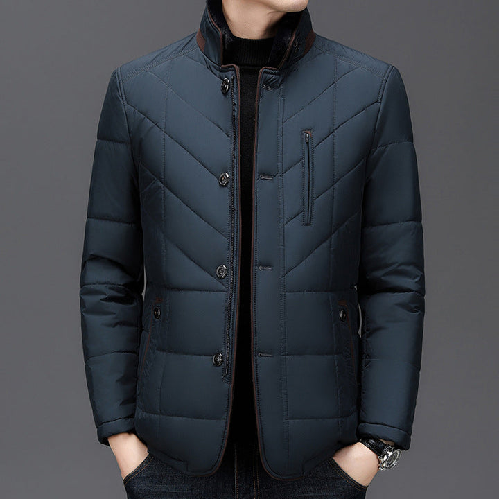 Weston - Men's Quilted Blazer Jacket with Faux-Fur Collar