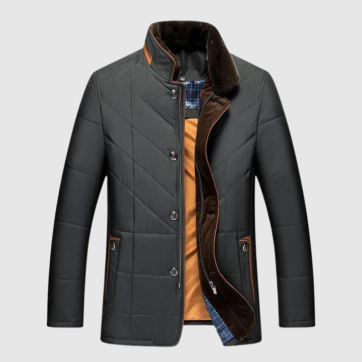 Weston - Men's Quilted Blazer Jacket with Faux-Fur Collar
