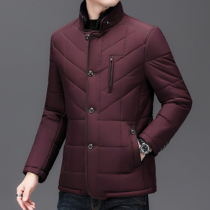 Weston - Men's Quilted Blazer Jacket with Faux-Fur Collar