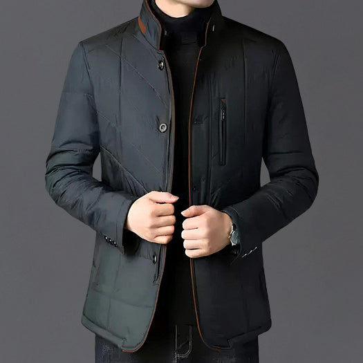 Weston - Men's Quilted Blazer Jacket with Faux-Fur Collar