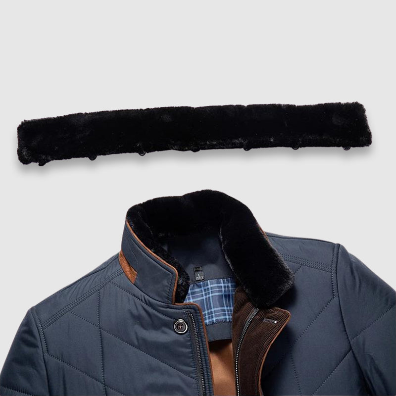 Weston - Men's Quilted Blazer Jacket with Faux-Fur Collar