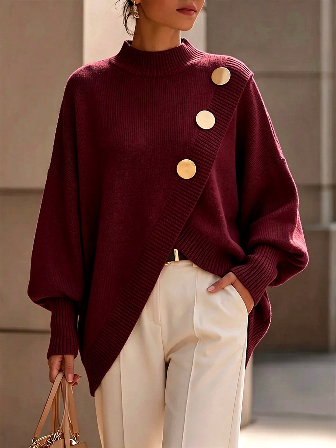 Zariah – Women’s High Neck Oversized Knit Sweater 6